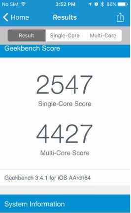 Geekbench 3 баллы iPhone SE